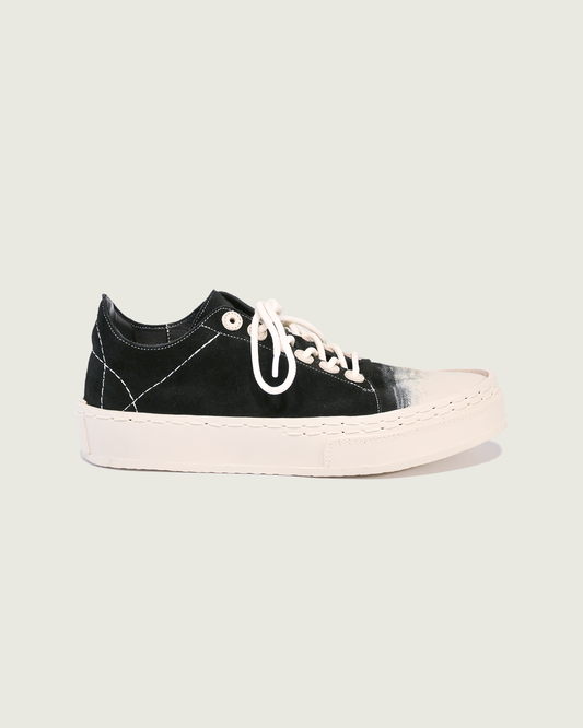 lace to toe suede black painted toe
