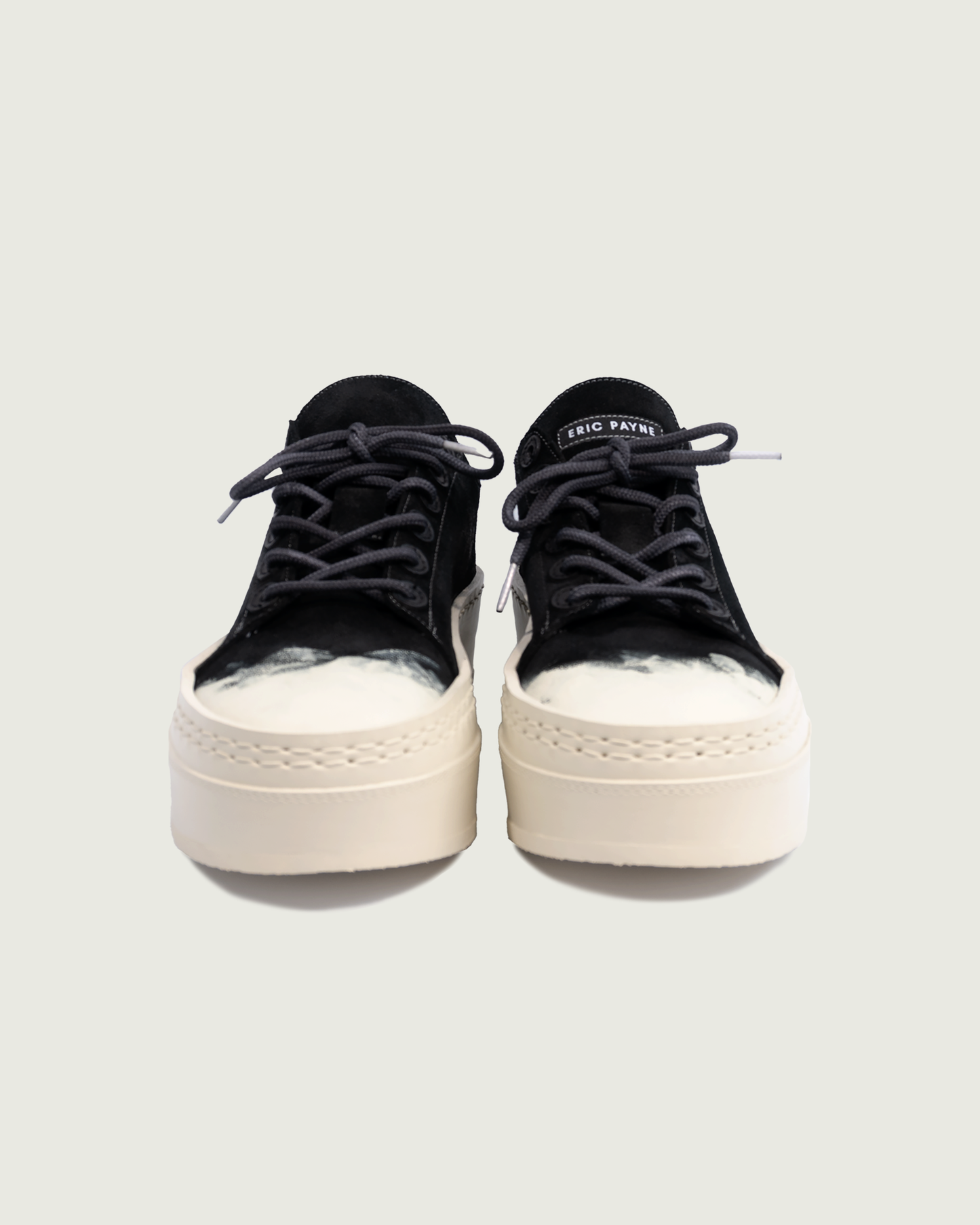 lace to toe waxed suede black painted toe