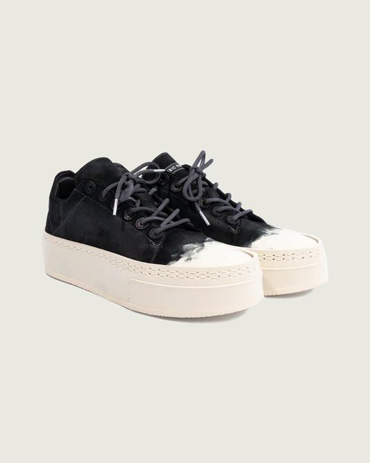 lace to toe waxed suede black painted toe