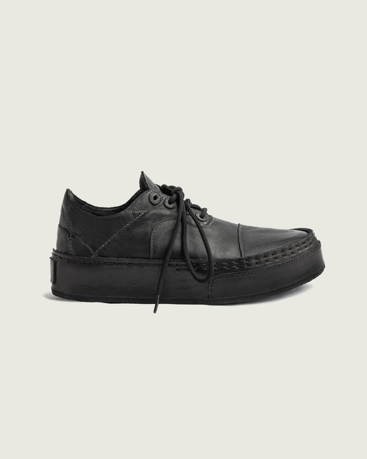 oxford full grain black olive stitching