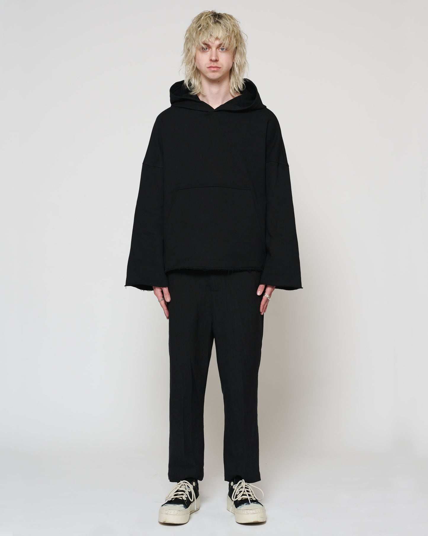bell sleeve hoodie black